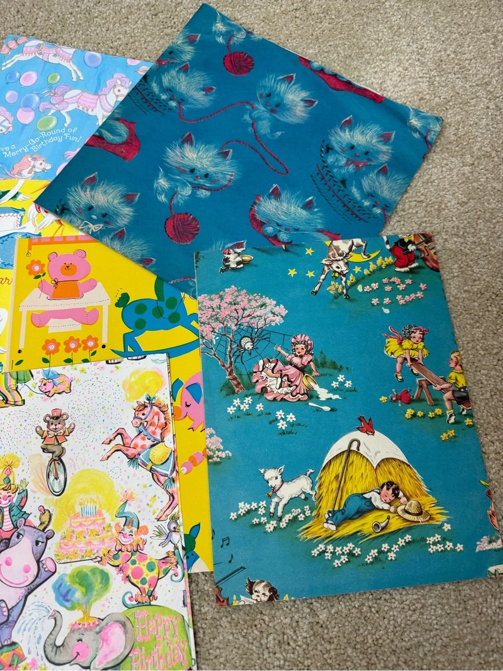 VINTAGE | baby & kids wrapping paper lot retro Mickey birthday